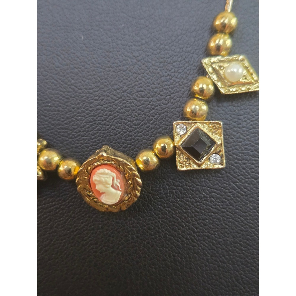 Goldette Style Charm Slider Necklace Goldtone Vintage - Picture 3 of 7